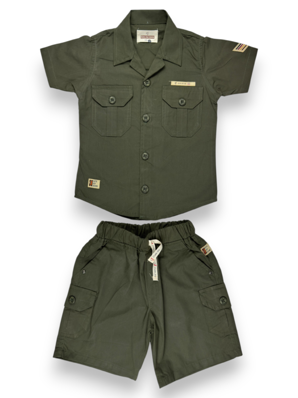 Military colors Utility Cargo Shirt and Shorts Set