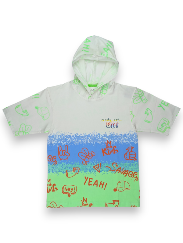"Ready, Set, GO!" Graffiti Ombré Short-Sleeve Hoodie